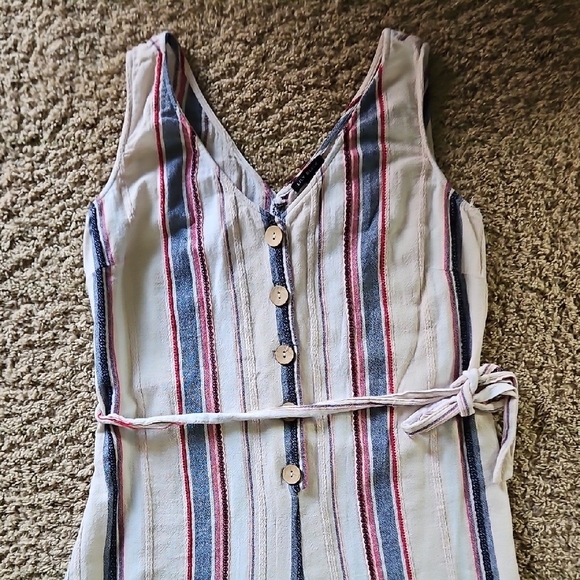 Lily Black Cotton Striped Cropped Jumpsuit - Picture 3 of 10